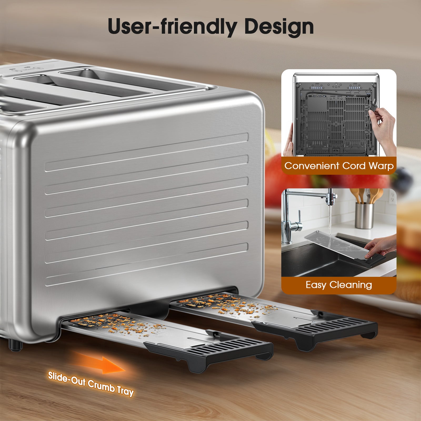 Foyoconven 4 Slice Toaster Wide Slot– Dual Digital TouchScreen & Independent Control Panel | Single-Slot Tech Timer/Reheat/Defrost for Bagels Bread | 1800W Stainless Steel 6 Toast Types & Shade Settings