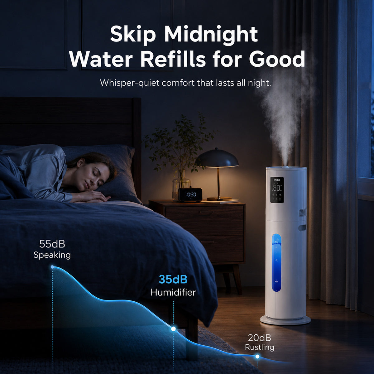 10L Humidifier, 600 sq.ft, 85H Max Runtime, Cool Mist Humidifier for Bedroom with App & Remote Control, 4 Mist Levels