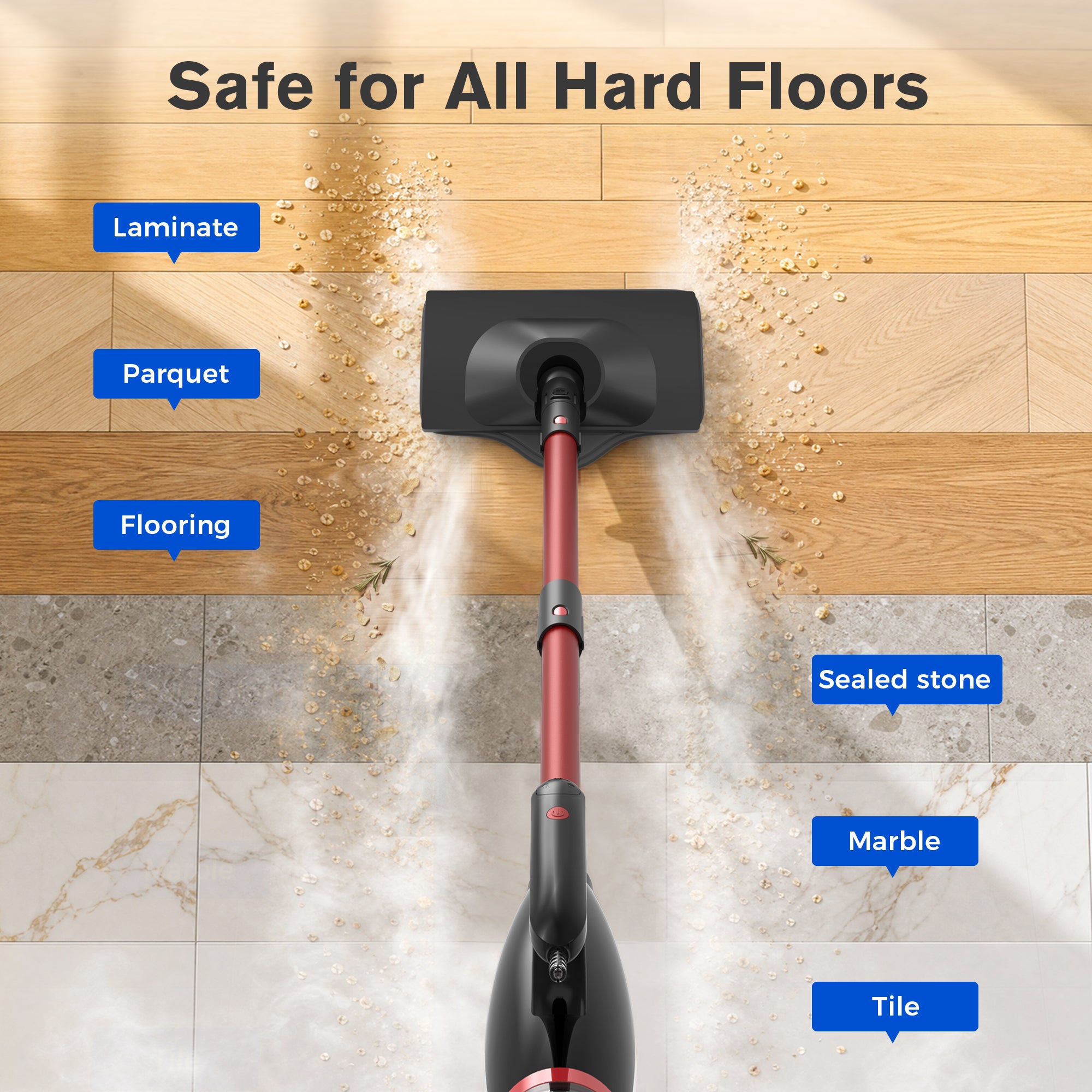 Teendow 6 in 1 Rotated Steam Mop Cleaner with 600ML Removable Tank