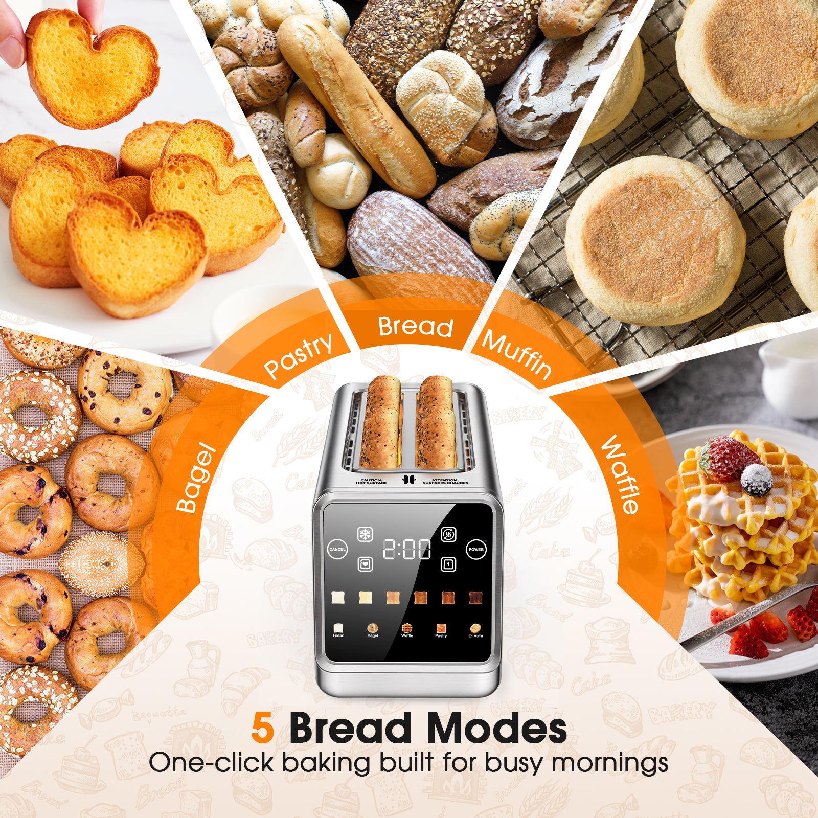 Teendow 4 Slice Smart Touchscreen Toaster, 1.5" Extra-Wide Slots