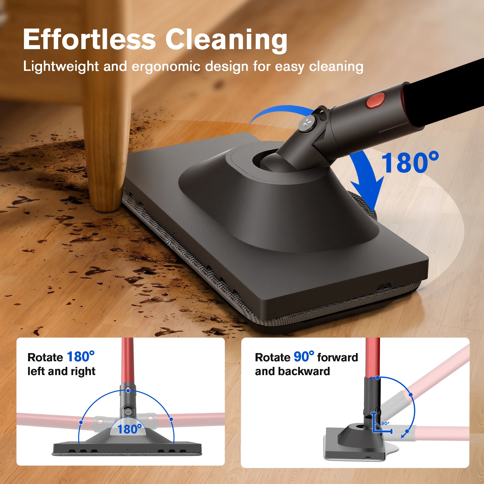 Teendow 6 in 1 Rotated Steam Mop Cleaner with 600ML Removable Tank