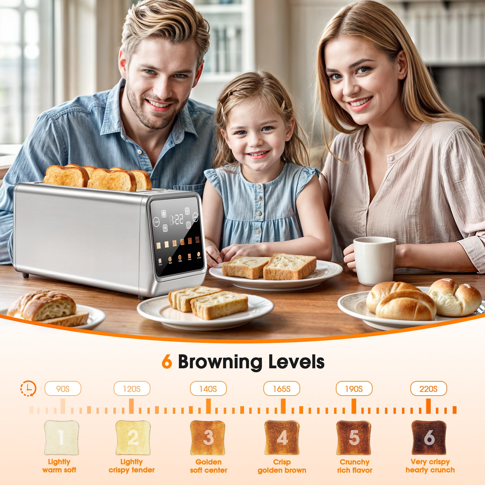 Teendow 4 Slice Smart Touchscreen Toaster, 1.5" Extra-Wide Slots