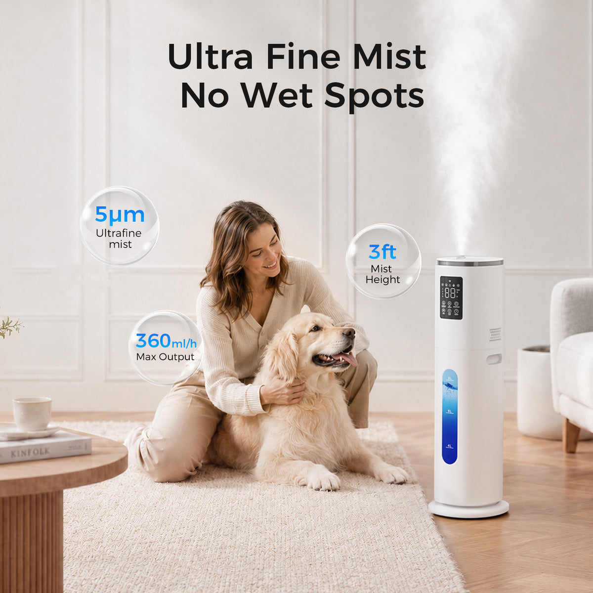 10L Humidifier, 600 sq.ft, 85H Max Runtime, Cool Mist Humidifier for Bedroom with App & Remote Control, 4 Mist Levels