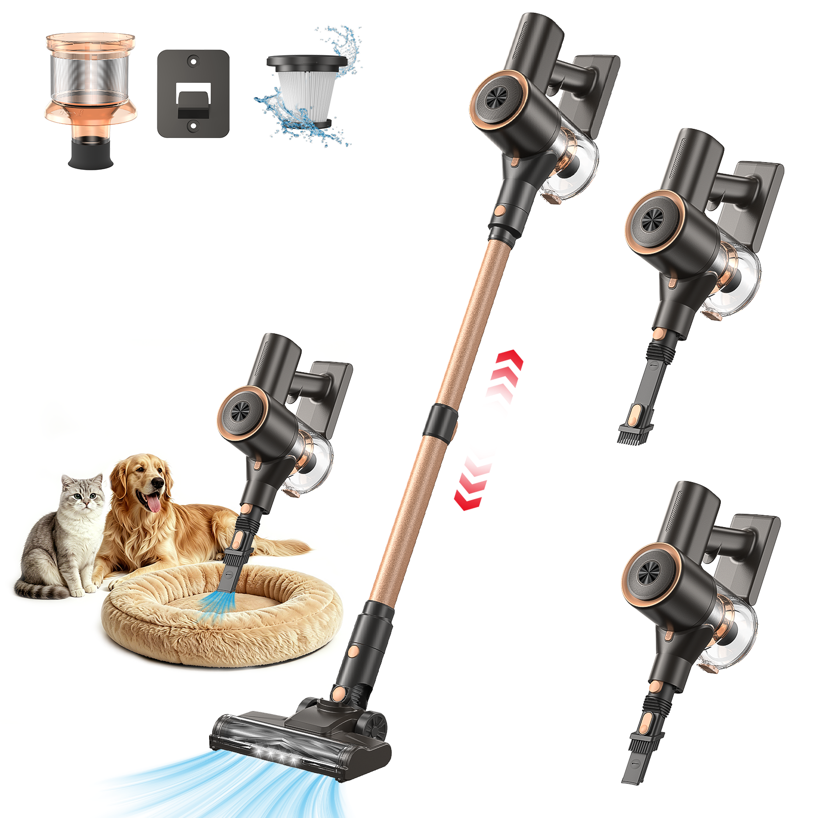 Teendow Cordless Vacuum Cleaner, 250W/40Kpa Vacuum Cleaners for Home ,With Upgraded Brushless Motor Stick Vacuum for Carpet, Hard Floors & Pet Hair