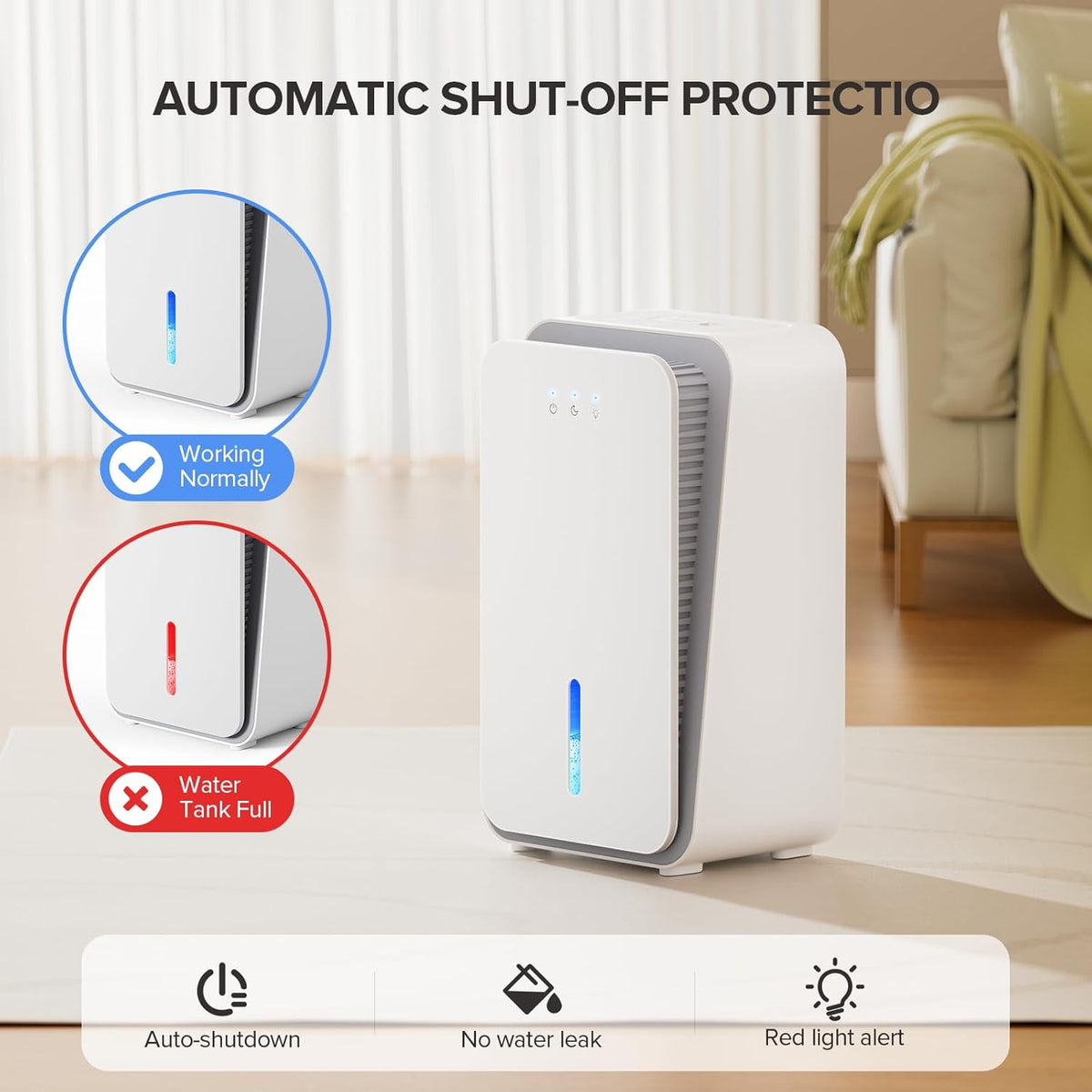 Teendow CS08 Portable Dehumidifier for Home,1000 sq.ft Dehumidifier with Auto Shut-Off