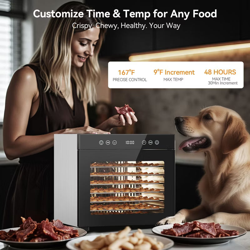 Teendow FD-1008A 8-Trays Food Dehydrator, Stainless Steel Food Dryer for Kitchen