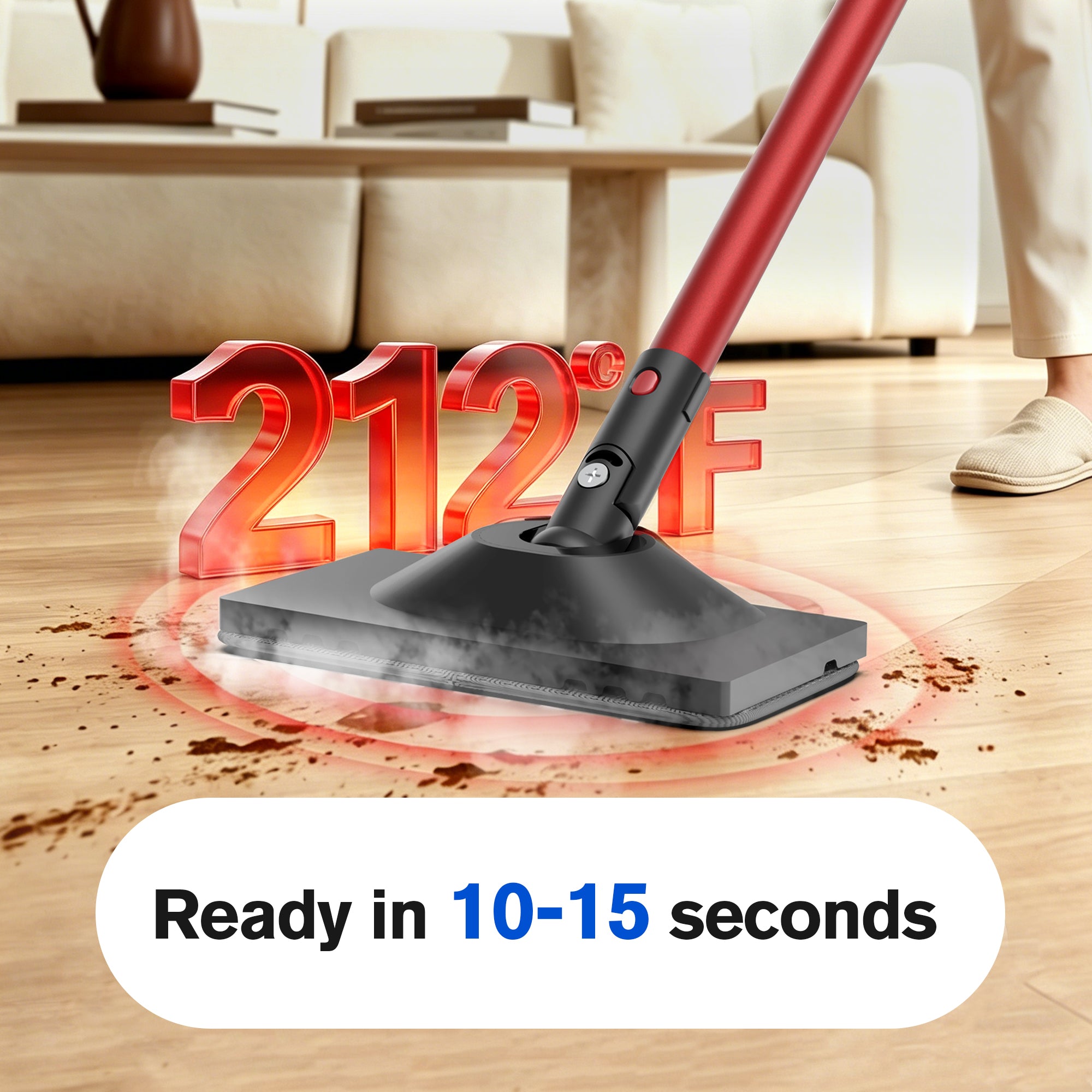 Teendow 6 in 1 Rotated Steam Mop Cleaner with 600ML Removable Tank
