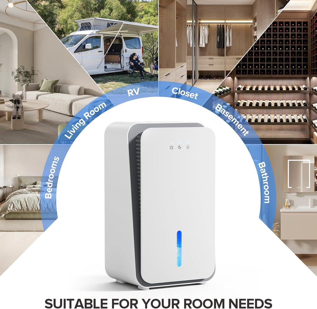 Teendow CS08 Portable Dehumidifier for Home,1000 sq.ft Dehumidifier with Auto Shut-Off