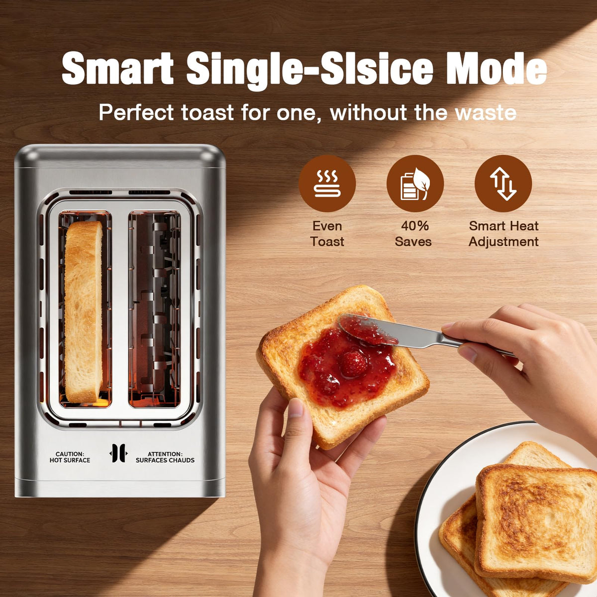 Foyoconven 2 Slice Toaster Smart Touchscreen Wide Slot with Bagel Mode 900W Digital Timer, Single Slice Mode, Memory, 30 Presets (5 Breads × 6 Shades) Defrost & Reheat, Crumb Tray, Stainless Steel